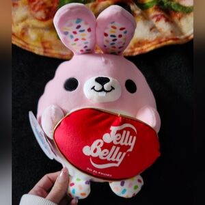 Snackles Flossie the Pink Bunny & Jelly Belly Plush, 8 inches, Series 2.